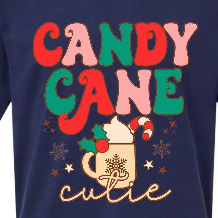 Festive Holiday Cocoa Mug with Retro Candy Cane Design Sueded Cloud Jersey T-Shirt