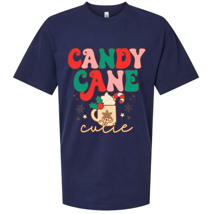 Festive Holiday Cocoa Mug with Retro Candy Cane Design Sueded Cloud Jersey T-Shirt