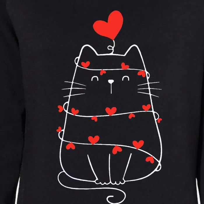 Funny Heart Cat ValentineS Day Heart Cat Lover Valentine Womens California Wash Sweatshirt