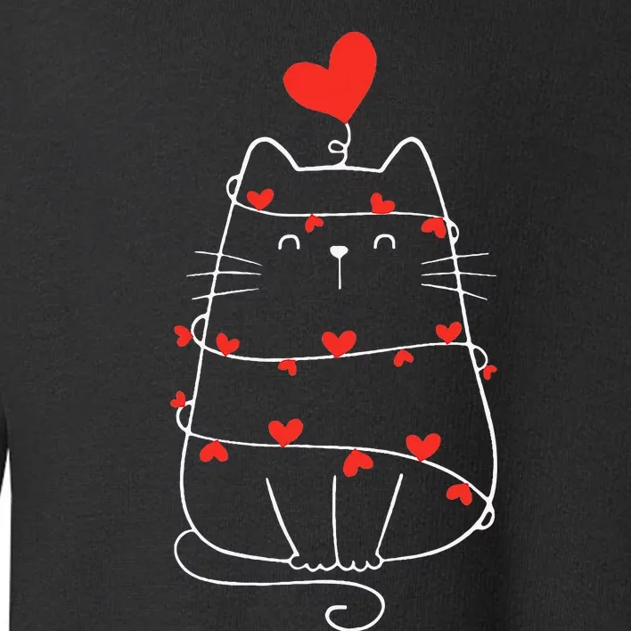 Funny Heart Cat ValentineS Day Heart Cat Lover Valentine Toddler Sweatshirt