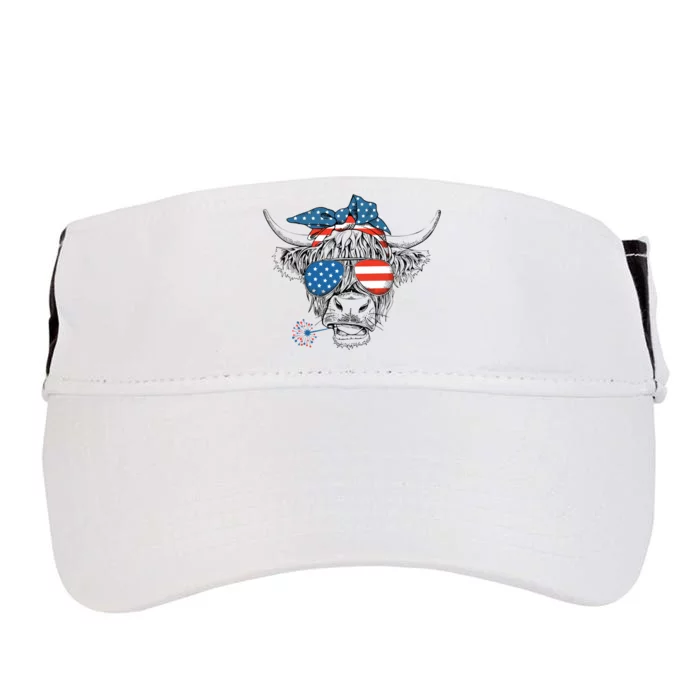 Funny Highland Cow Us Flag Glasses Patriotic July 4th Gift Adult Drive Performance Visor