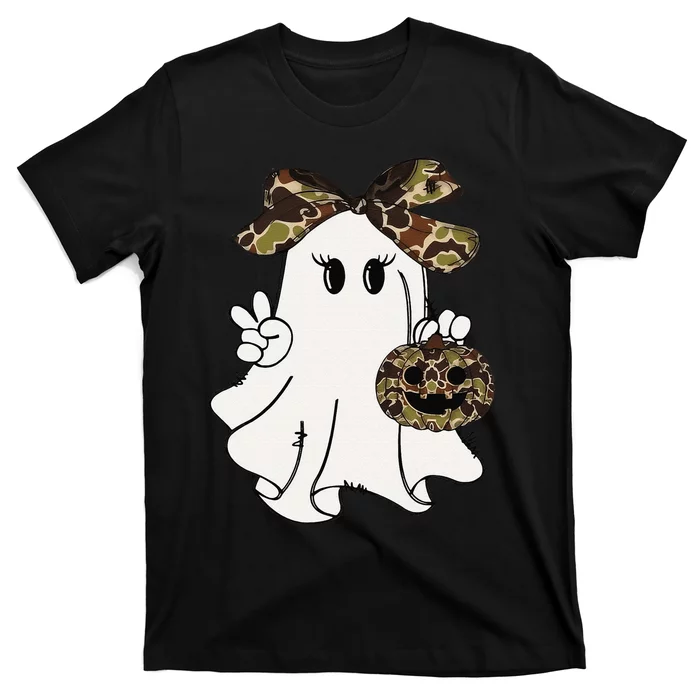 Funny Halloween Camouflage Camo Ghost Hello Hunting Season Gift T-Shirt