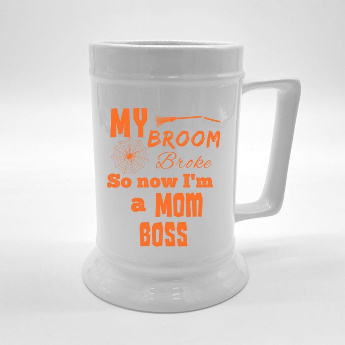 Funny Halloween Costume Idea For Entrepreneur Mom Boss Witch Meaningful Gift Front & Back Beer Stein