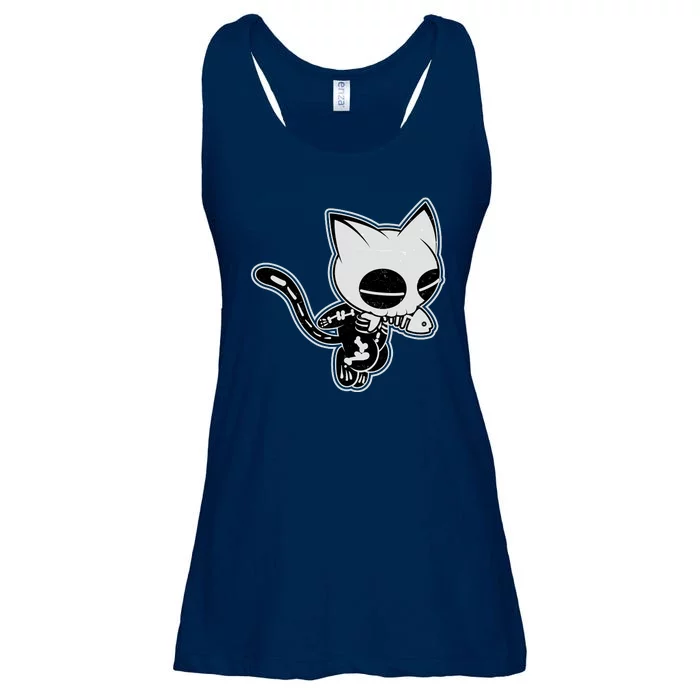 Funny Halloween Cute Ghost Skelekat Ladies Essential Flowy Tank