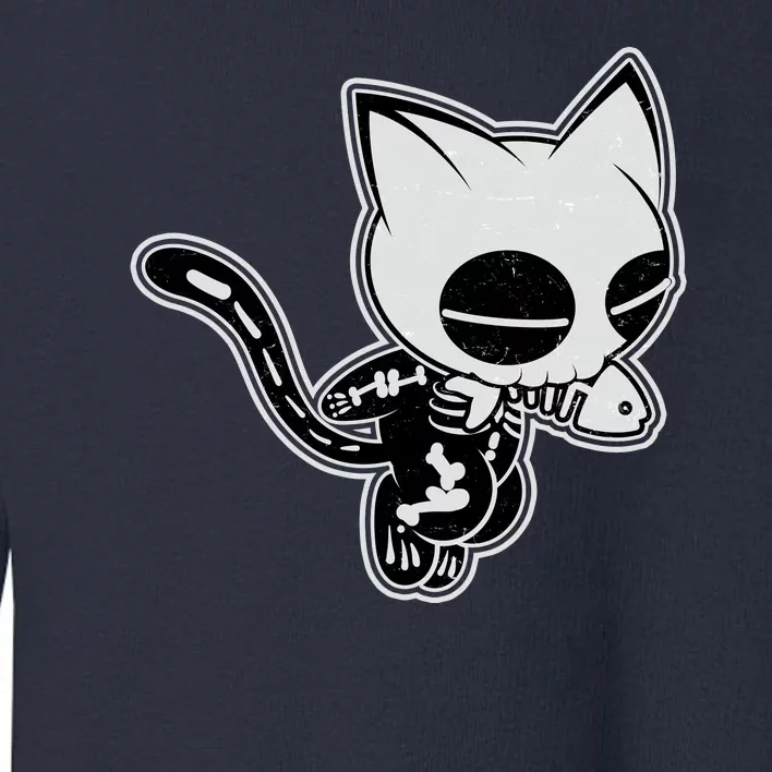 Funny Halloween Cute Ghost Skelekat Toddler Sweatshirt