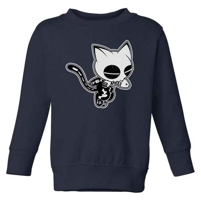 Funny Halloween Cute Ghost Skelekat Toddler Sweatshirt