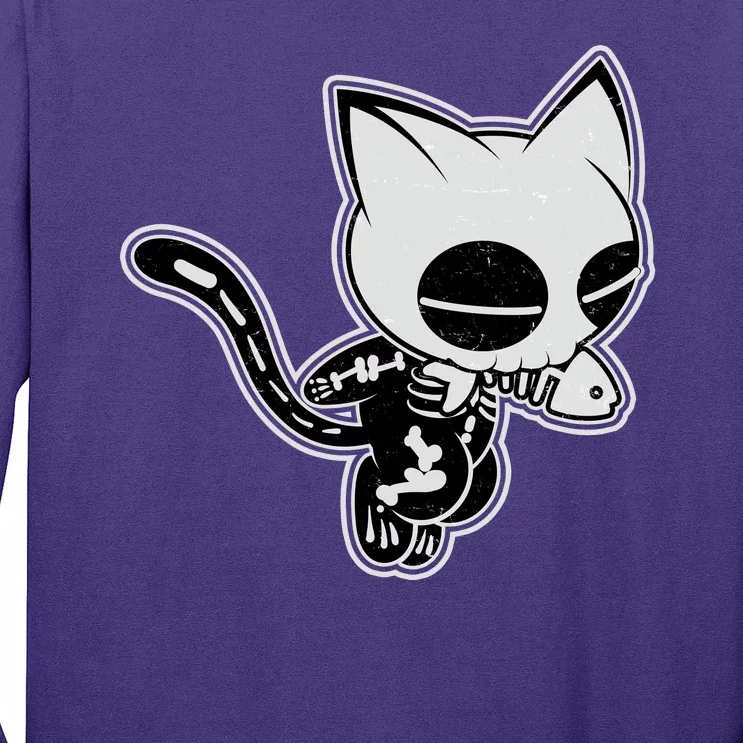 Funny Halloween Cute Ghost Skelekat Long Sleeve Shirt