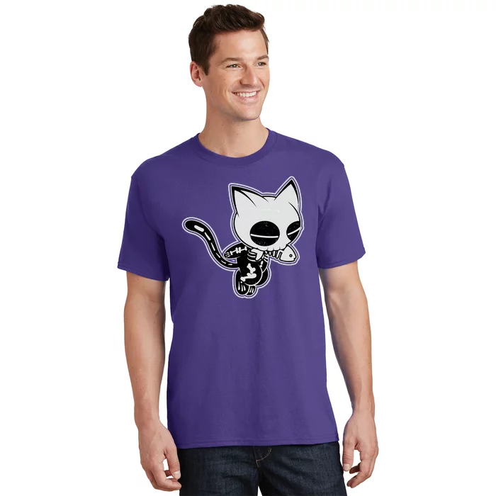 Funny Halloween Cute Ghost Skelekat T-Shirt