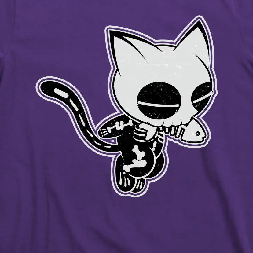 Funny Halloween Cute Ghost Skelekat T-Shirt