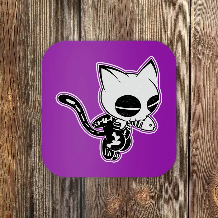 Funny Halloween Cute Ghost Skelekat Coaster