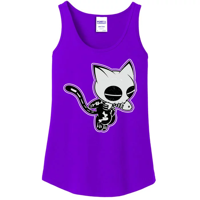 Funny Halloween Cute Ghost Skelekat Ladies Essential Tank