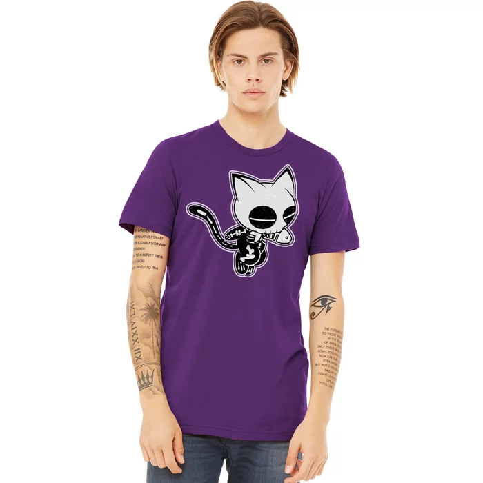 Funny Halloween Cute Ghost Skelekat Premium T-Shirt