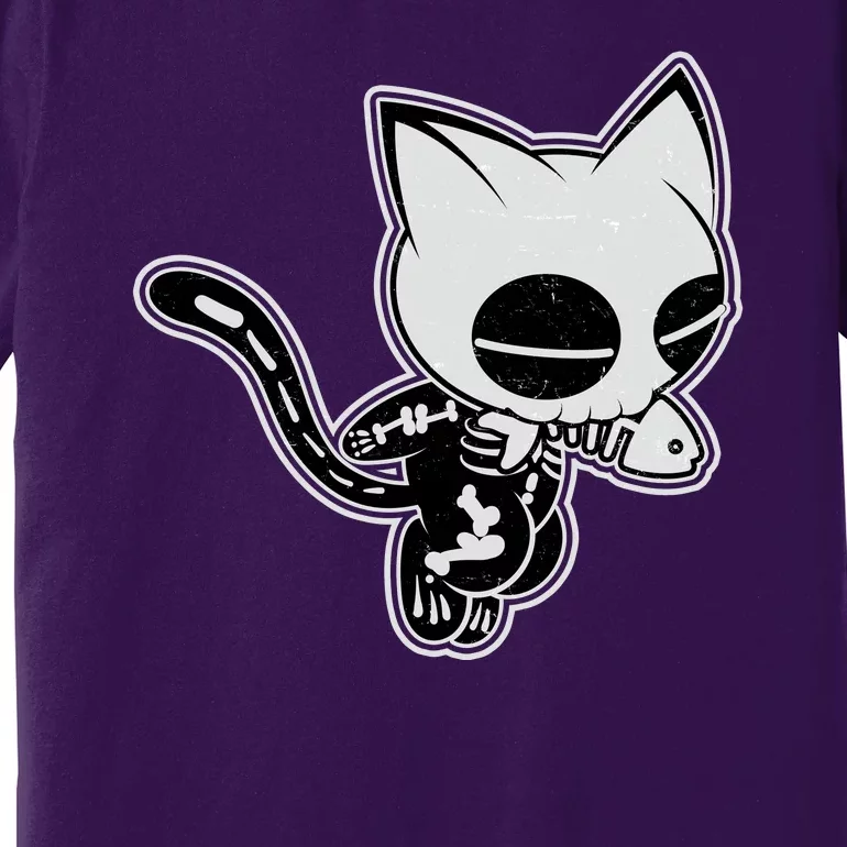 Funny Halloween Cute Ghost Skelekat Premium T-Shirt