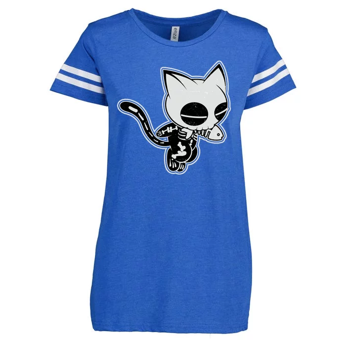 Funny Halloween Cute Ghost Skelekat Enza Ladies Jersey Football T-Shirt