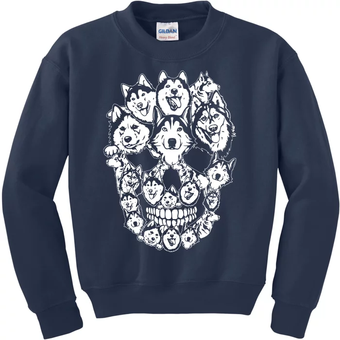 Funny Halloween Costume Skull Siberian Husky Dog Lover Kids Sweatshirt