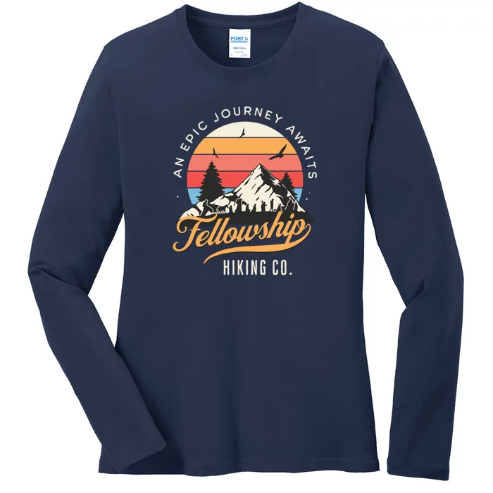 Fellowship Hiking Co An Epic Journey Awaits Black Fantasy Ladies Long Sleeve Shirt