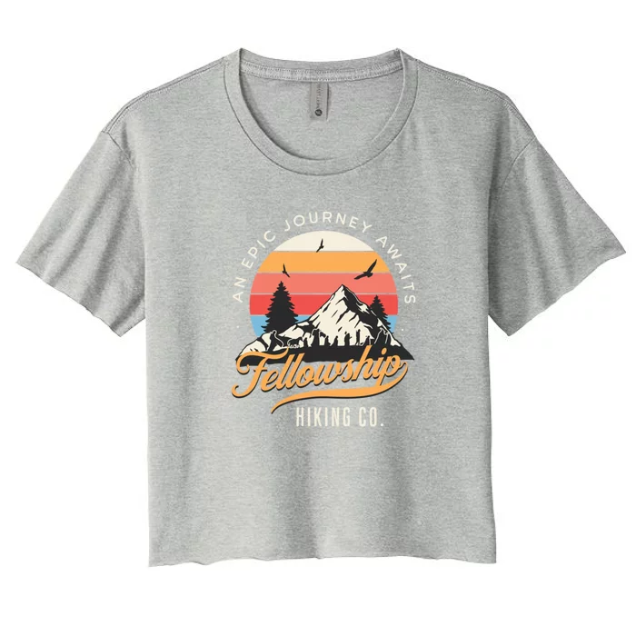 Fellowship Hiking Co An Epic Journey Awaits Black Fantasy Women's Crop Top Tee