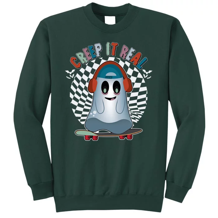 Funny Halloween Creep It Real Skateboarding Ghost Sweatshirt