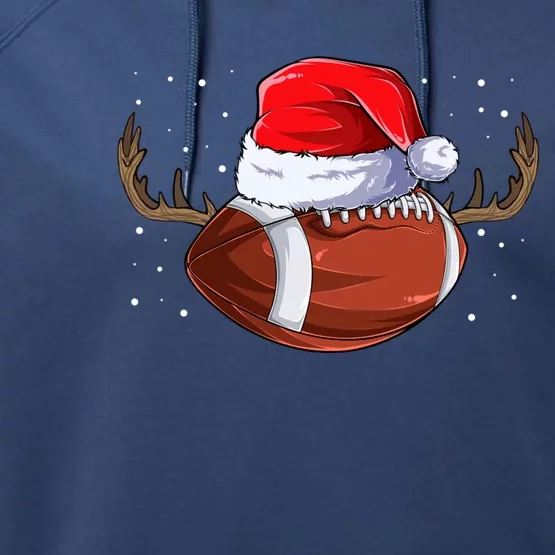 Funny Holiday Cool Gift Christmas Football Reindeer Cute Gift Performance Fleece Hoodie