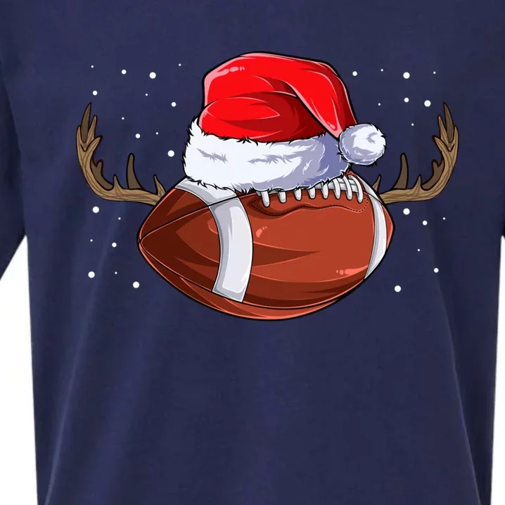 Funny Holiday Cool Gift Christmas Football Reindeer Cute Gift Sueded Cloud Jersey T-Shirt