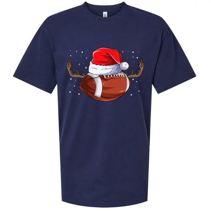 Funny Holiday Cool Gift Christmas Football Reindeer Cute Gift Sueded Cloud Jersey T-Shirt