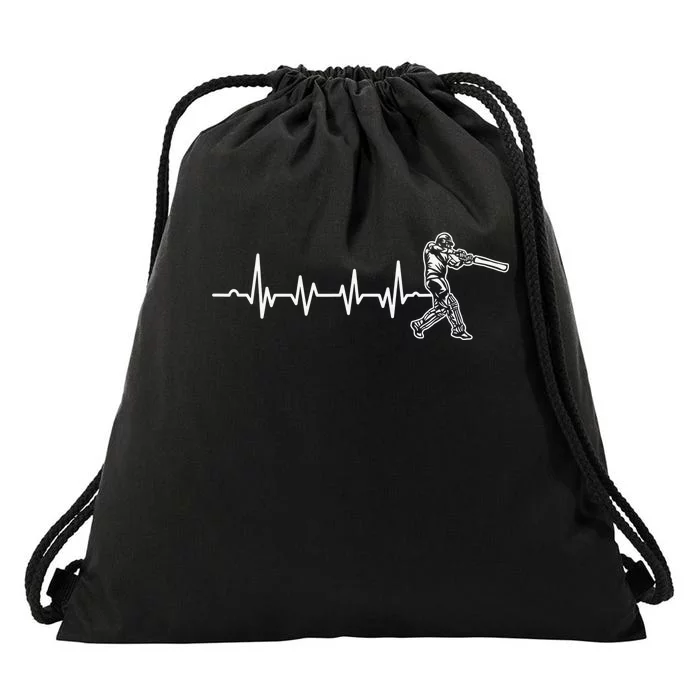 Funny Heartbeat Cricket Player Cricketer Bowler Pitch Drawstring Bag