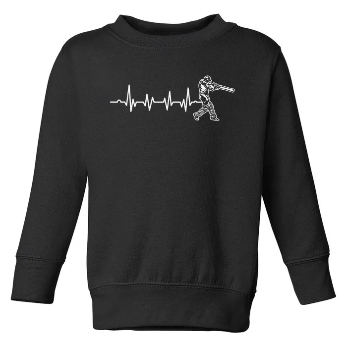 Funny Heartbeat Cricket Player Cricketer Bowler Pitch Toddler Sweatshirt