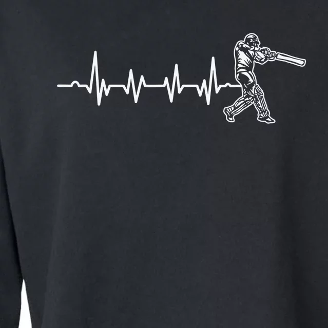 Funny Heartbeat Cricket Player Cricketer Bowler Pitch Cropped Pullover Crew