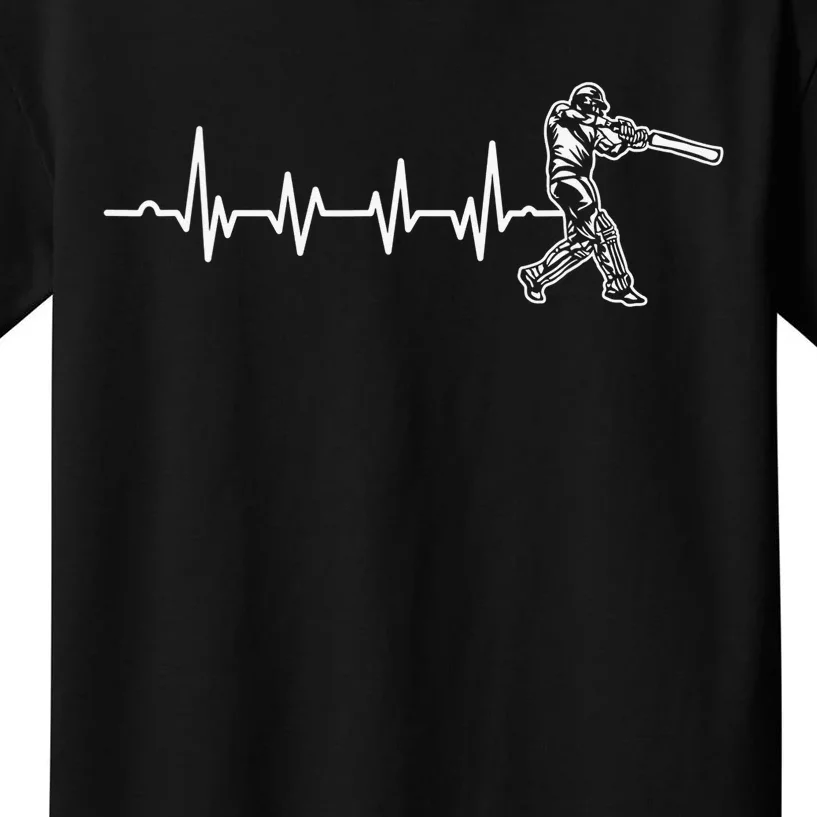 Funny Heartbeat Cricket Player Cricketer Bowler Pitch Kids T-Shirt