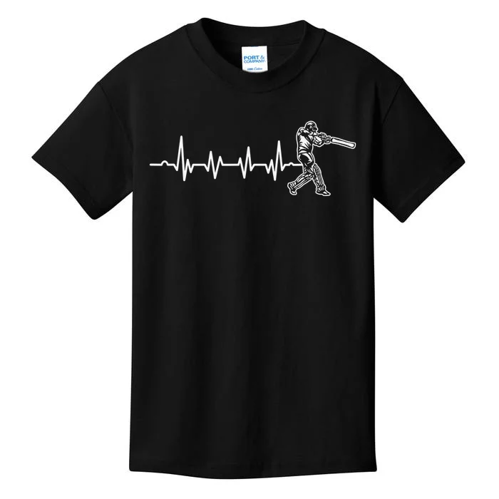 Funny Heartbeat Cricket Player Cricketer Bowler Pitch Kids T-Shirt