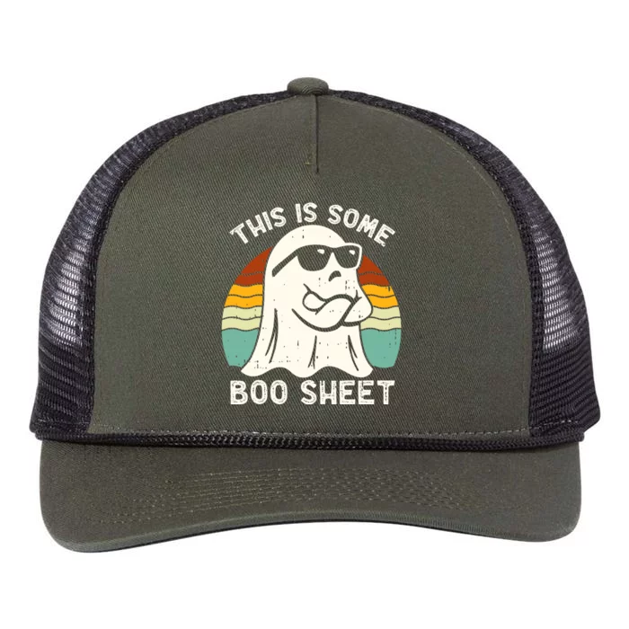 Funny Halloween Cool Boo Ghost Costume This Is Some Boo Sheet Retro Rope Trucker Hat Cap