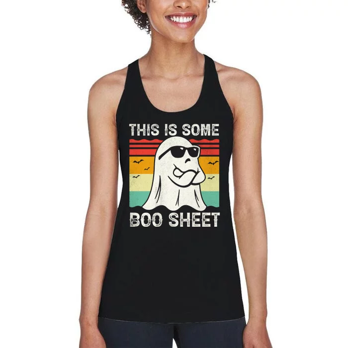 Funny Halloween Cool Boo Ghost Costume This Is Some Boo Sheet Women's Racerback Tank