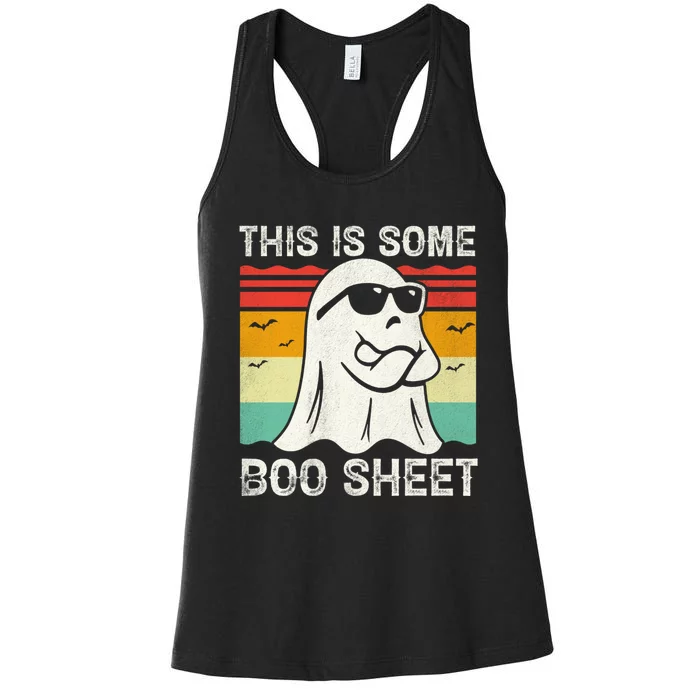 Funny Halloween Cool Boo Ghost Costume This Is Some Boo Sheet Women's Racerback Tank