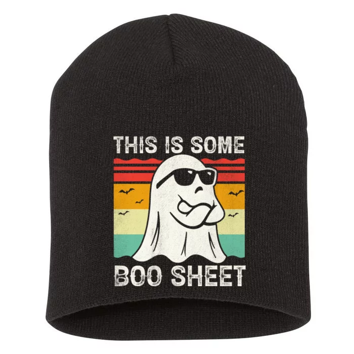 Funny Halloween Cool Boo Ghost Costume This Is Some Boo Sheet Short Acrylic Beanie