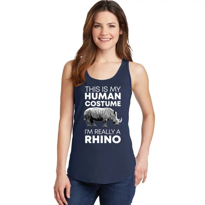 Funny Human Costume Rhino Vintage Rhinoceros Love Ladies Essential Tank