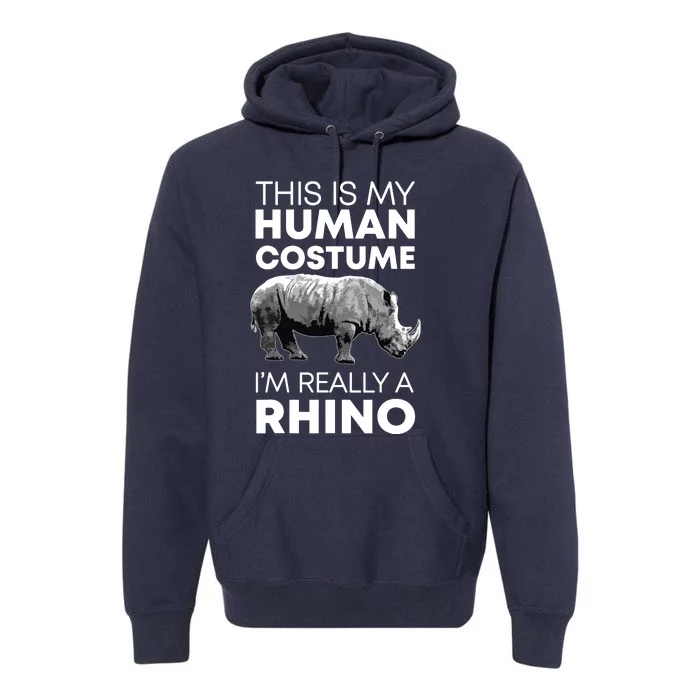 Funny Human Costume Rhino Vintage Rhinoceros Love Premium Hoodie