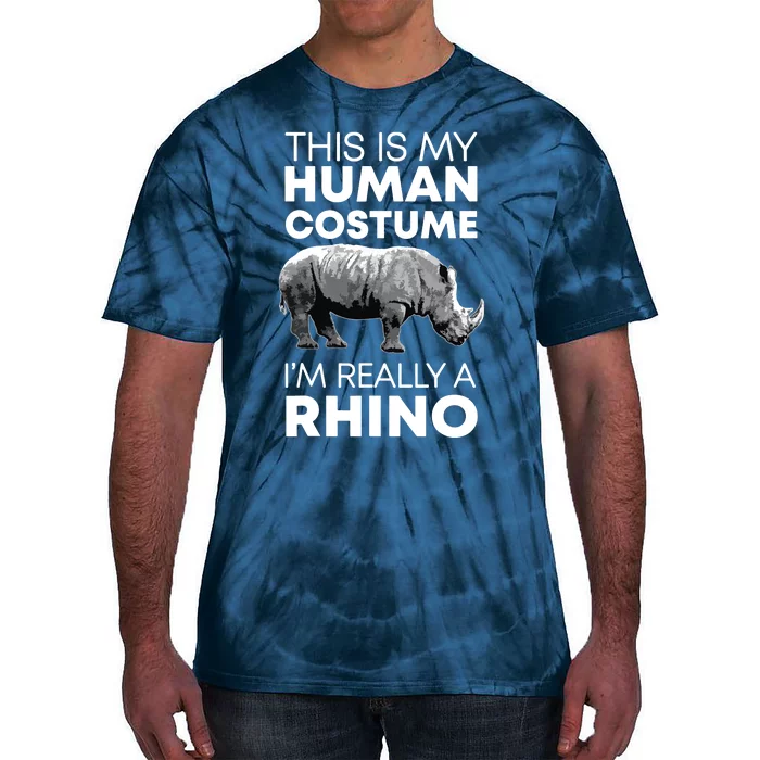 Funny Human Costume Rhino Vintage Rhinoceros Love Tie-Dye T-Shirt