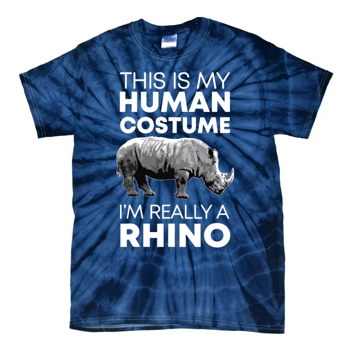 Funny Human Costume Rhino Vintage Rhinoceros Love Tie-Dye T-Shirt