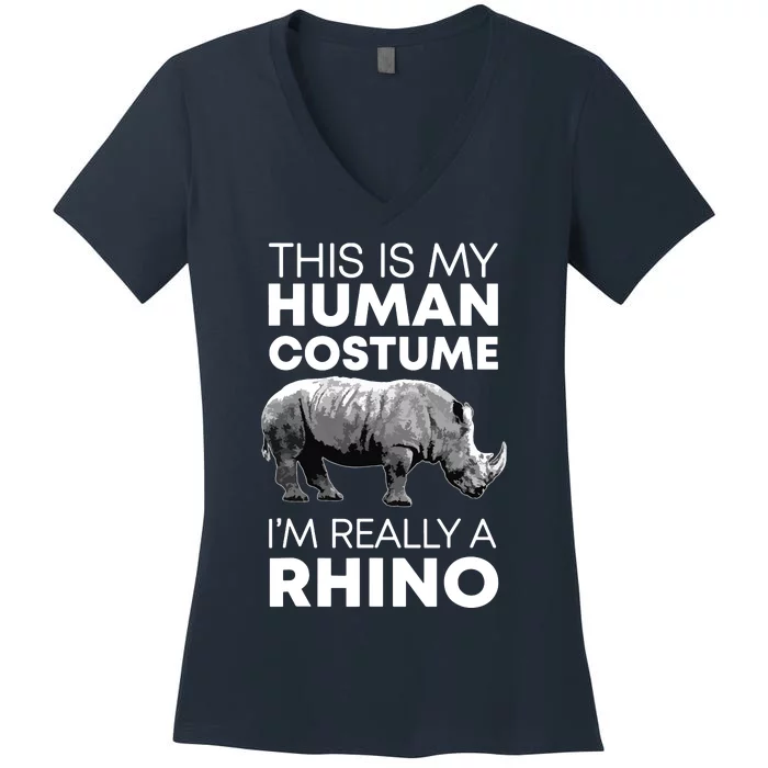 Funny Human Costume Rhino Vintage Rhinoceros Love Women's V-Neck T-Shirt