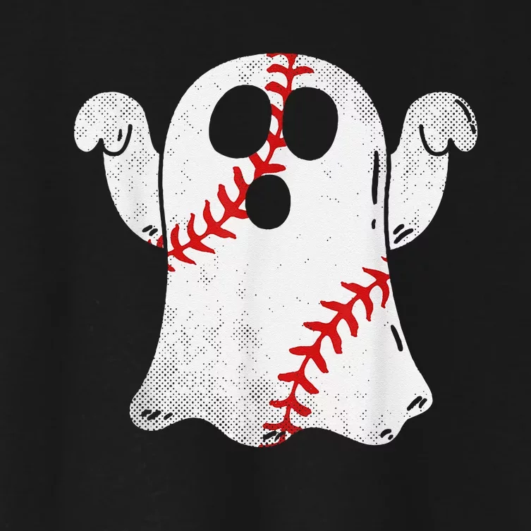 Funny Halloween Costume Baseball Ghost Baseball Lover Women's Crop Top Tee