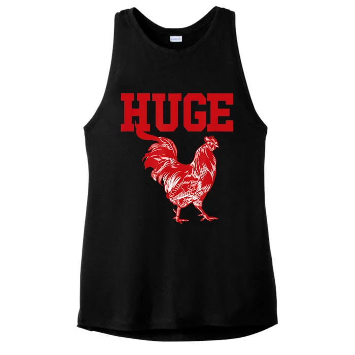 Funny Huge Cock Mens Rooster Graphic Ladies Tri-Blend Wicking Tank