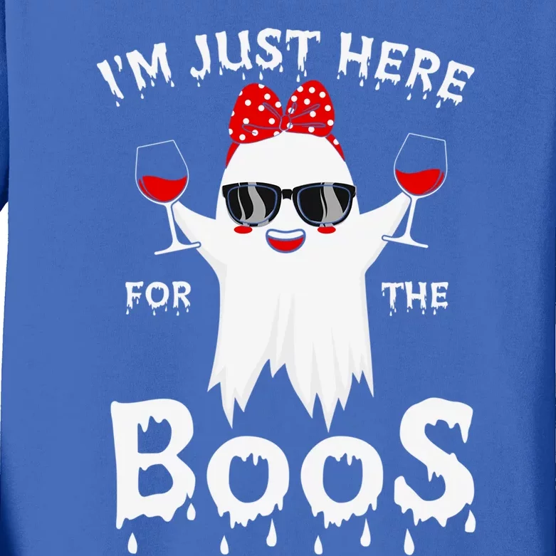 Funny Halloween Costum Im Just Here For The Boos Ghost Beer Cool Gift Kids Long Sleeve Shirt