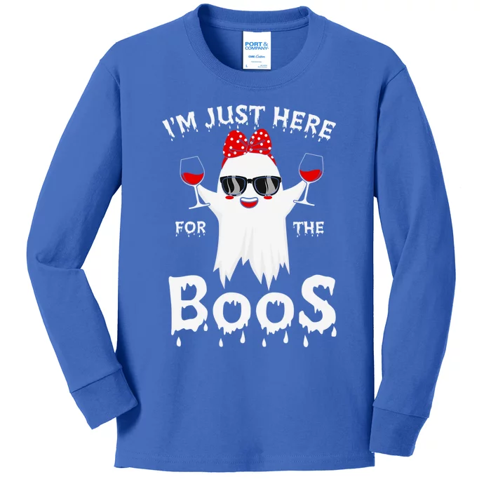 Funny Halloween Costum Im Just Here For The Boos Ghost Beer Cool Gift Kids Long Sleeve Shirt