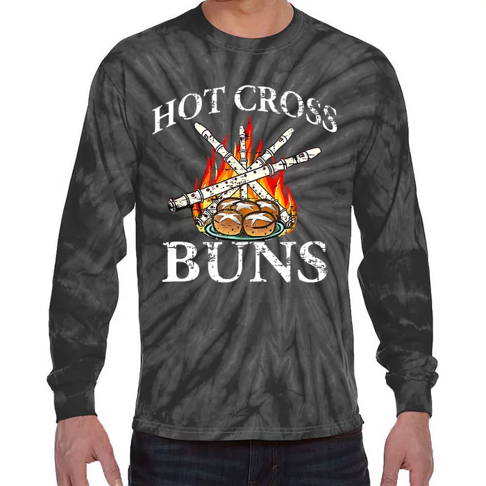 Funny Hot Cross Buns Tie-Dye Long Sleeve Shirt