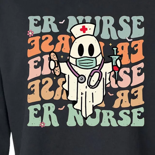 Funny Halloween Costume for Groovy Emergency Room Nurses Cropped Pullover Crew