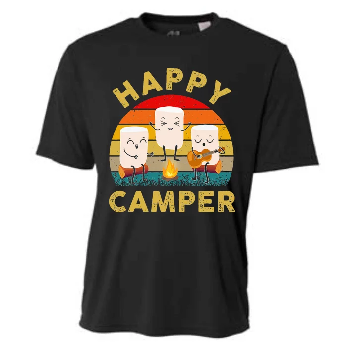 Funny Happy Cute Marshmallow Camper Bonfire Cooling Performance Crew T-Shirt