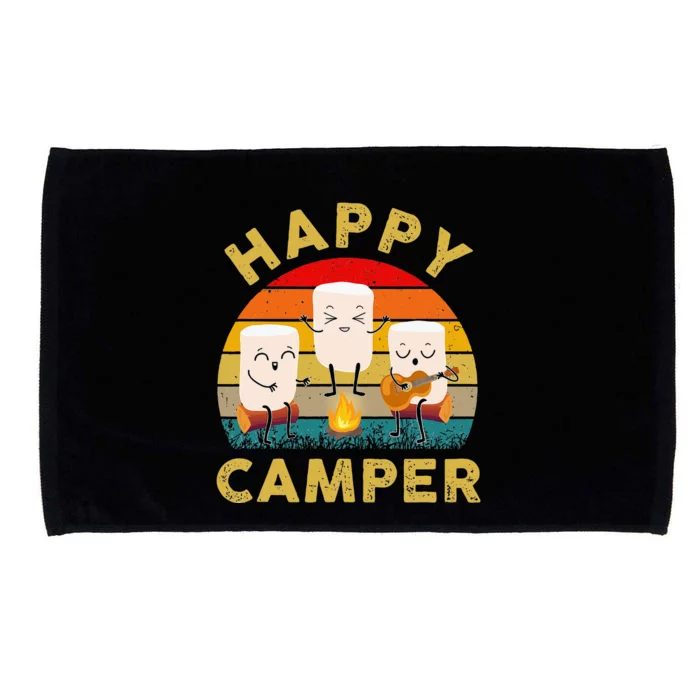 Funny Happy Cute Marshmallow Camper Bonfire Microfiber Hand Towel