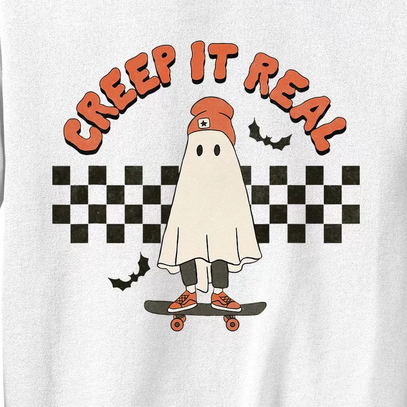 Funny Halloween Creep It Real Retro Skateboarding Ghost Sweatshirt