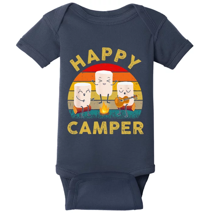 Funny Happy Cute Marshmallow Camper Bonfire Baby Bodysuit