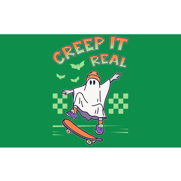 Funny Halloween Creep It Real Skater Skateboarding Ghost Bumper Sticker